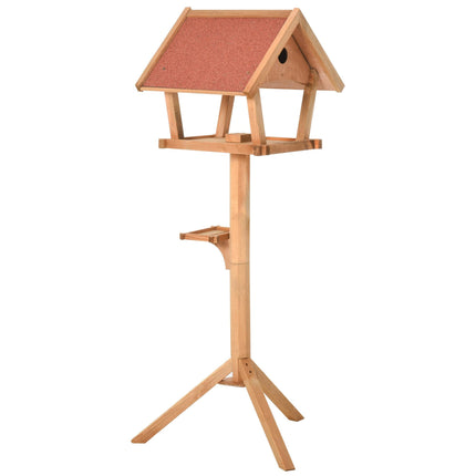 Wooden Freestanding Bird Table Feeding Station 139cm Tall - Natural