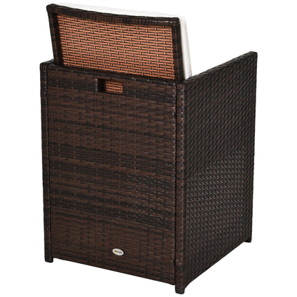 4-Seater Rattan Wicker Garden Furniture Sofa Set with Dining Table and Cushions - Brown