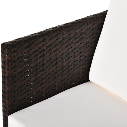 4-Seater Rattan Wicker Garden Furniture Sofa Set with Dining Table and Cushions - Brown