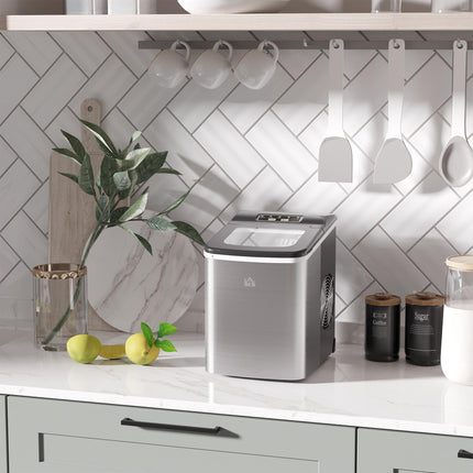 12kg Countertop Ice Maker Machine 24Hrs Stainless Steel - Black