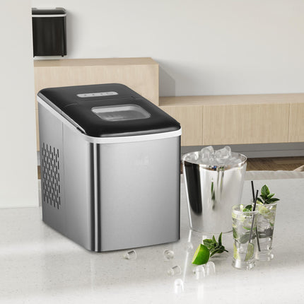 12kg Countertop Ice Maker Machine 24Hrs Stainless Steel - Black