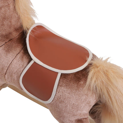 Kids Plush Rocking Horse with Handles and Footrest - Brown