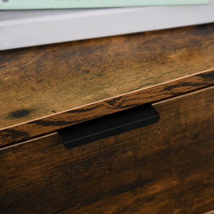 Industrial 3-Drawer Storage Chest Cabinet Organizer with Metal Frame - Brown
