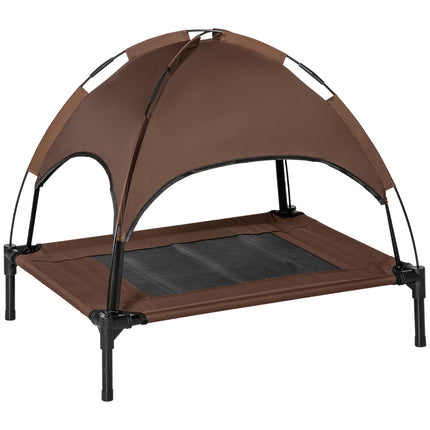 Raised Waterproof Elevated Dog Bed with UV Canopy for Medium Dogs - Coffee