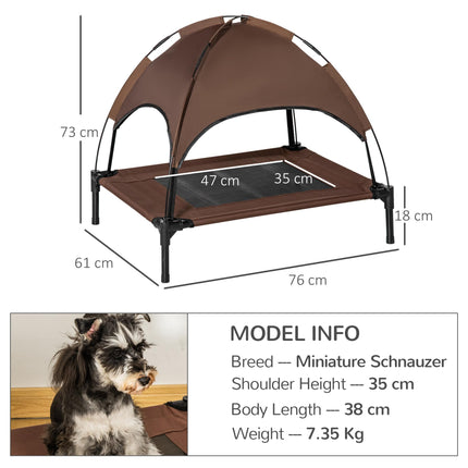 Raised Waterproof Elevated Dog Bed with UV Canopy for Medium Dogs - Coffee
