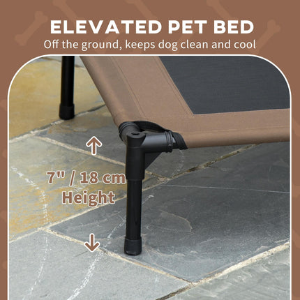 Raised Waterproof Elevated Dog Bed with UV Canopy for Medium Dogs - Coffee