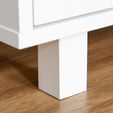 Wooden Cat Litter Box Enclosure with Scratcher, Magnetic Doors & Nightstand Design - White