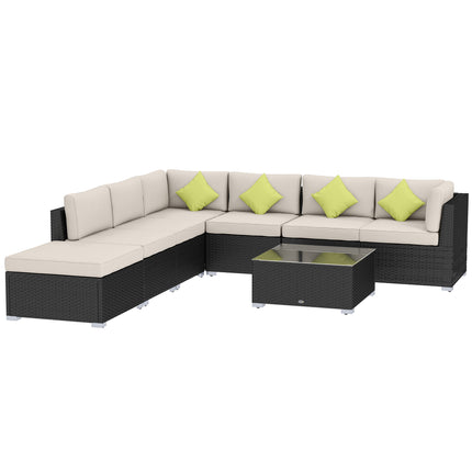 8 Piece Rattan Garden Sofa Set with Aluminium Frame - Black