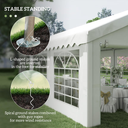 6m x 4m Party Tent Shelter with Removable Sidewalls & Doors, Heavy Duty Steel Frame - White