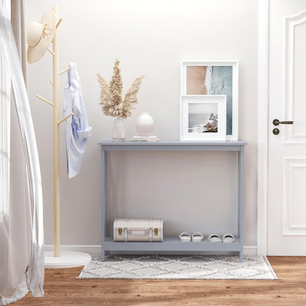 Console Table Hallway Desk with Storage Shelf and X Design - Grey