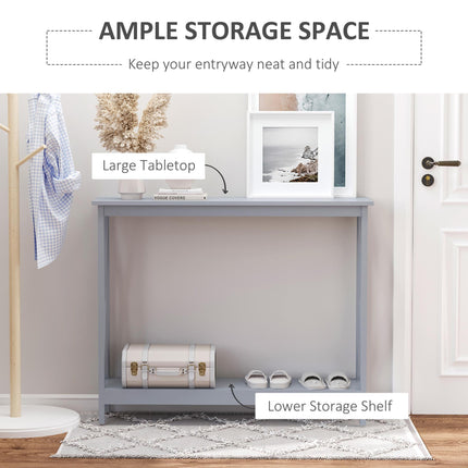 Console Table Hallway Desk with Storage Shelf and X Design - Grey