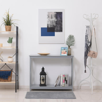 Console Table Hallway Desk with Storage Shelf and X Design - Grey