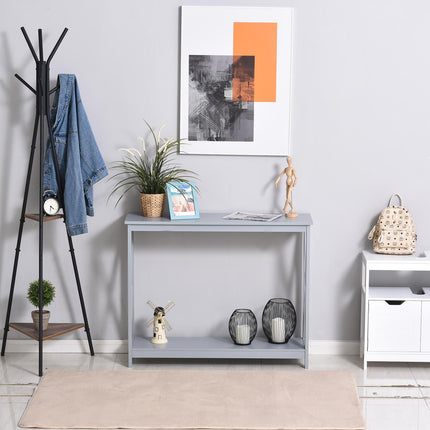 Console Table Hallway Desk with Storage Shelf and X Design - Grey