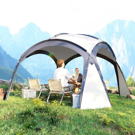 3.5 x 3.5M Outdoor Gazebo Tent Shelter with Fibreglass Poles - Cream and Blue