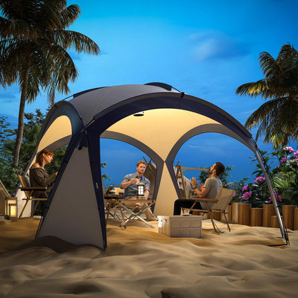 3.5 x 3.5M Outdoor Gazebo Tent Shelter with Fibreglass Poles - Cream and Blue