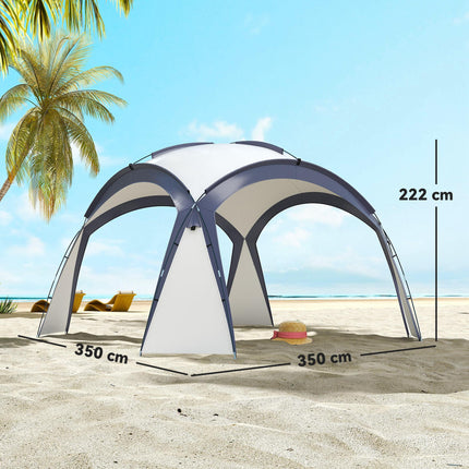 3.5 x 3.5M Outdoor Gazebo Tent Shelter with Fibreglass Poles - Cream and Blue