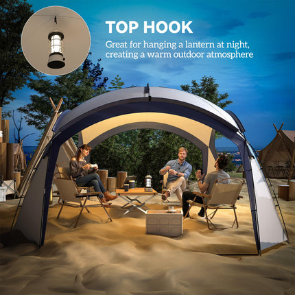 3.5 x 3.5M Outdoor Gazebo Tent Shelter with Fibreglass Poles - Cream and Blue