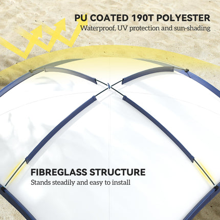 3.5 x 3.5M Outdoor Gazebo Tent Shelter with Fibreglass Poles - Cream and Blue