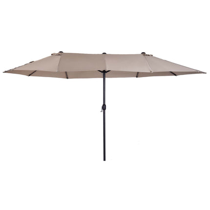 4.6m Double-Sided Patio Parasol with Crank Lift - Tan