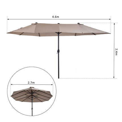 4.6m Double-Sided Patio Parasol with Crank Lift - Tan