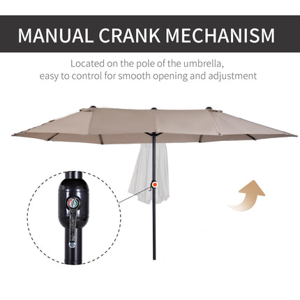 4.6m Double-Sided Patio Parasol with Crank Lift - Tan