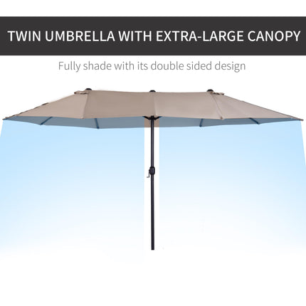 4.6m Double-Sided Patio Parasol with Crank Lift - Tan