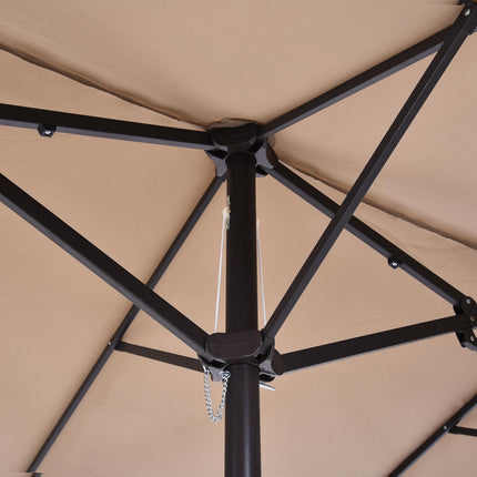 4.6m Double-Sided Patio Parasol with Crank Lift - Tan