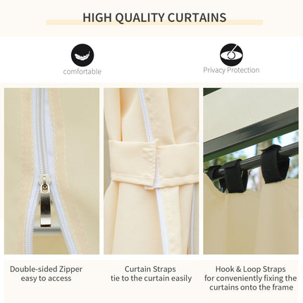 4 Metre x 3 Metre Metal Gazebo Set with Curtains - Beige