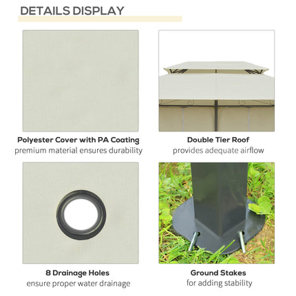 4 Metre x 3 Metre Metal Gazebo Set with Curtains - Beige