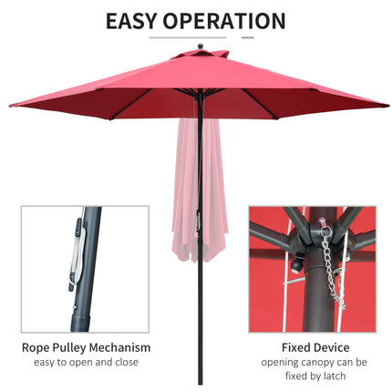 2.8m Garden Parasol Umbrella, Round Outdoor Market Table Umbrella Sun Shade Cano