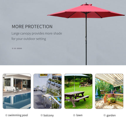 2.8m Garden Parasol Umbrella, Round Outdoor Market Table Umbrella Sun Shade Cano