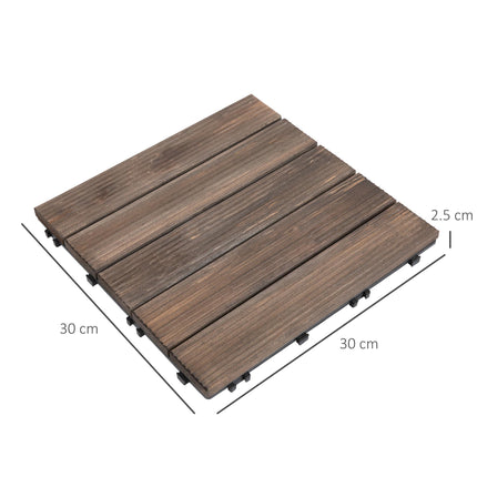27-Piece Solid Wood Interlocking Decking Tiles Set 30x30cm - Black