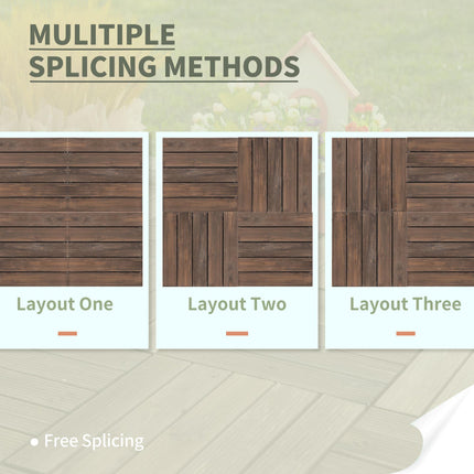 27-Piece Solid Wood Interlocking Decking Tiles Set 30x30cm - Black