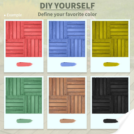 27-Piece Solid Wood Interlocking Decking Tiles Set 30x30cm - Black