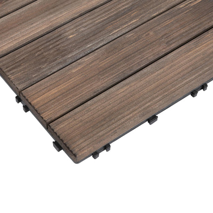27-Piece Solid Wood Interlocking Decking Tiles Set 30x30cm - Black
