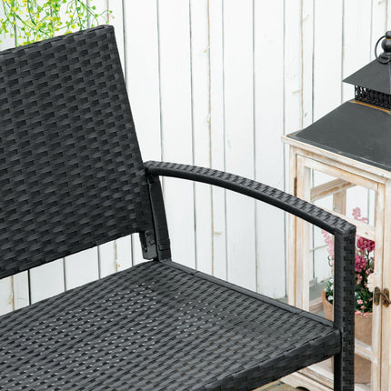2 Seater Rattan Loveseat with Rust-Resistant Metal Frame - Black