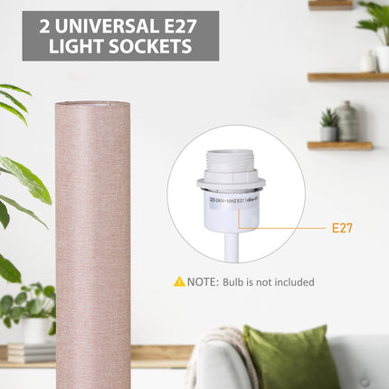 Floor Lamp for Living Room, 120cm Modern Standing Lamp with Linen Shade and Wood