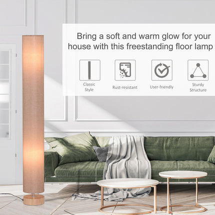 Floor Lamp for Living Room, 120cm Modern Standing Lamp with Linen Shade and Wood