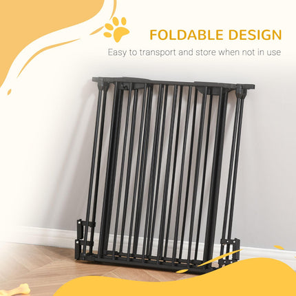 3-Panel Metal Pet Gate Playpen with Automatic Close Door for Dogs - Black
