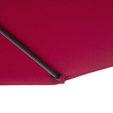 3 Metre Garden Banana Parasol with Crank Handle and Cross Base - Wine Red