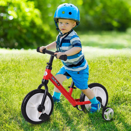 PP Toddlers Balance Bike with Removable Stabiliser for Safe Learning - Red