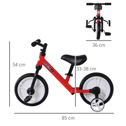 PP Toddlers Balance Bike with Removable Stabiliser for Safe Learning - Red