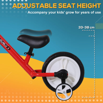 PP Toddlers Balance Bike with Removable Stabiliser for Safe Learning - Red