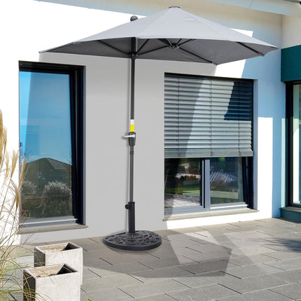 Heavy Duty Resin Half-Round Parasol Base with Decorative Flower Pattern - Bronze