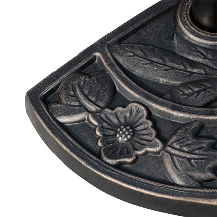 Heavy Duty Resin Half-Round Parasol Base with Decorative Flower Pattern - Bronze