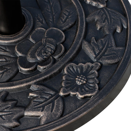 Heavy Duty Resin Half-Round Parasol Base with Decorative Flower Pattern - Bronze