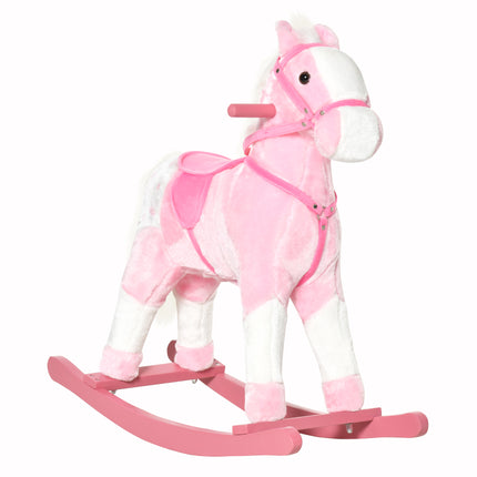 Childrens Plush Rocking Horse with Sound - Pink