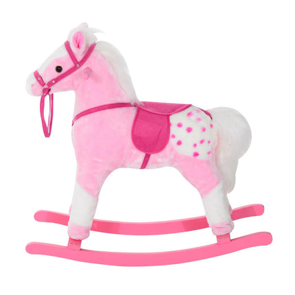 Childrens Plush Rocking Horse with Sound - Pink