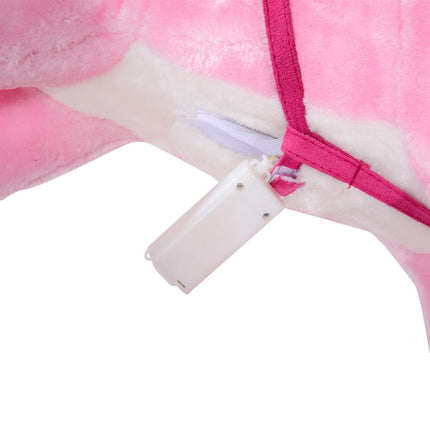 Childrens Plush Rocking Horse with Sound - Pink