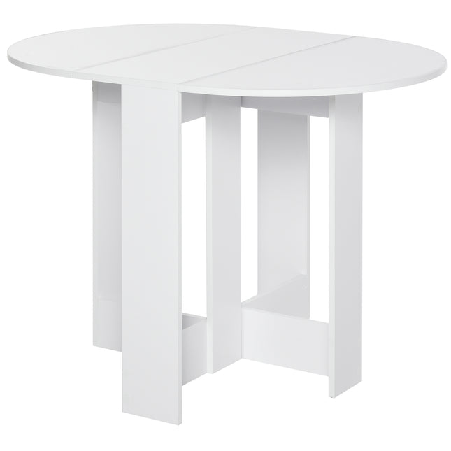Space-Saving Folding Drop Leaf Dining Table for Small Spaces - White